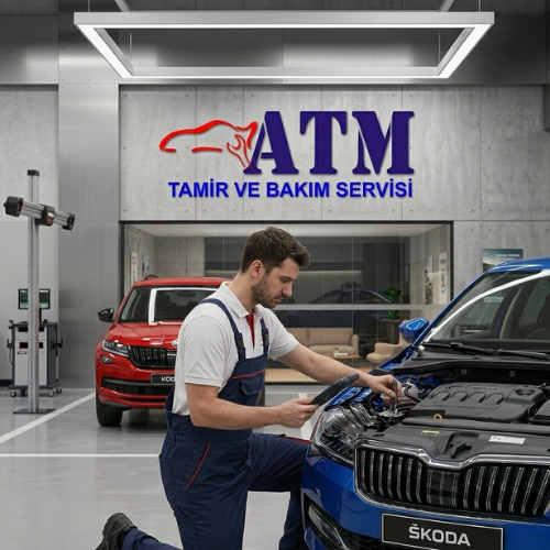 ATM Skoda Özel Servisi uzman teknisyeni çalışırken